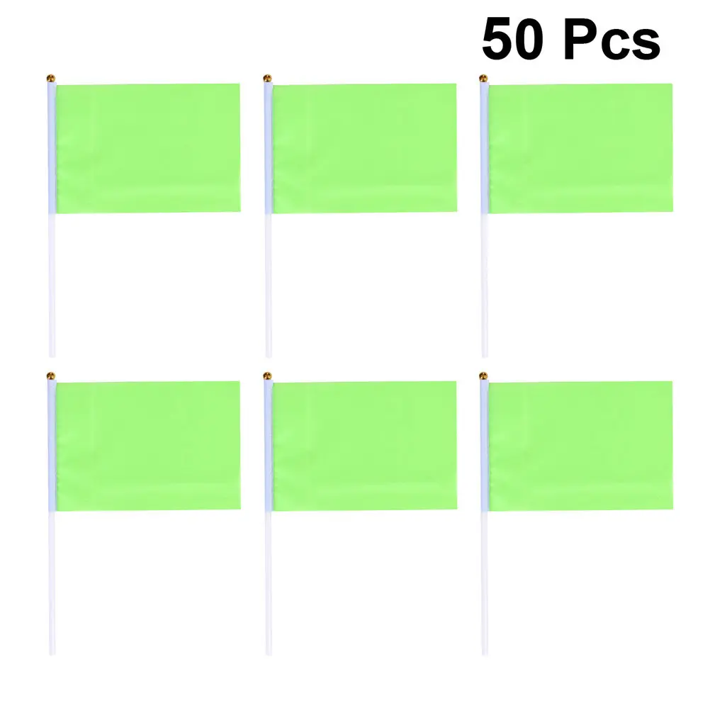 

50Pcs Hand Waving Flags Solid Color Polyester Square Mini Flags Party Decoration Celebration Supplies Waving Flag