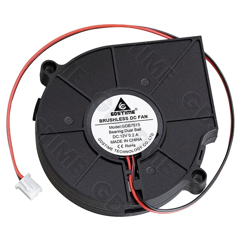 Gdstime 70MM Fan 75MM*15MM Radial Blower 24V 12V 5V DC Centrifugal Fan 7515 Dual Ball Turbo Fan for PC CPU,Air Purifier Cooling