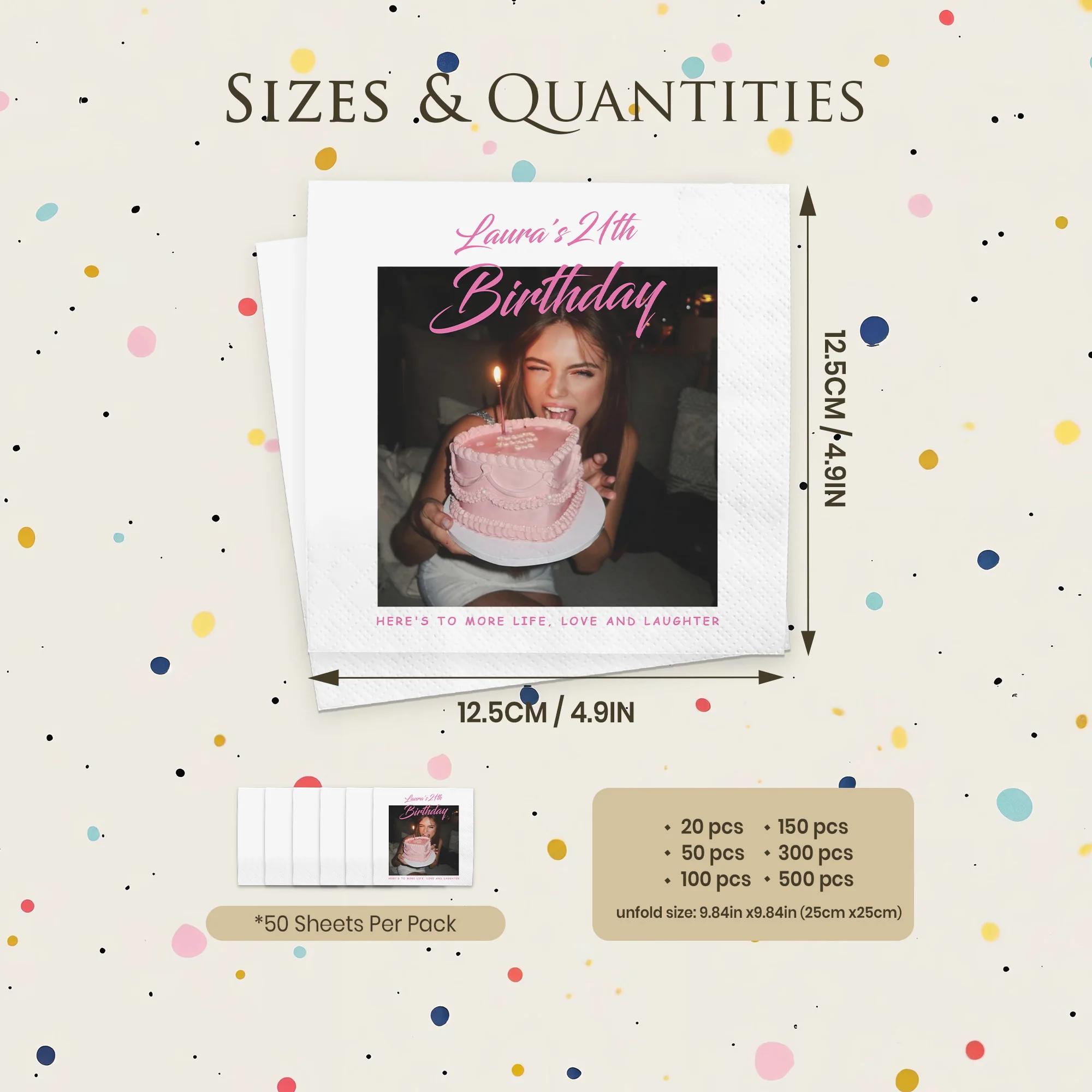 Custom Napkins 3 ply Personalized Cocktail Napkins Photo Disposable Paper Napkins For Birthday Anniversary Girls Night - view 4