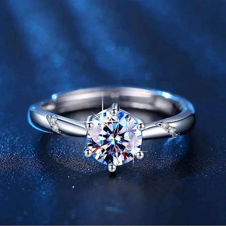 New Classic popular couple Moissan Stone wedding ring temperament fashion crystal from Austrian 1 carat ring hot sale