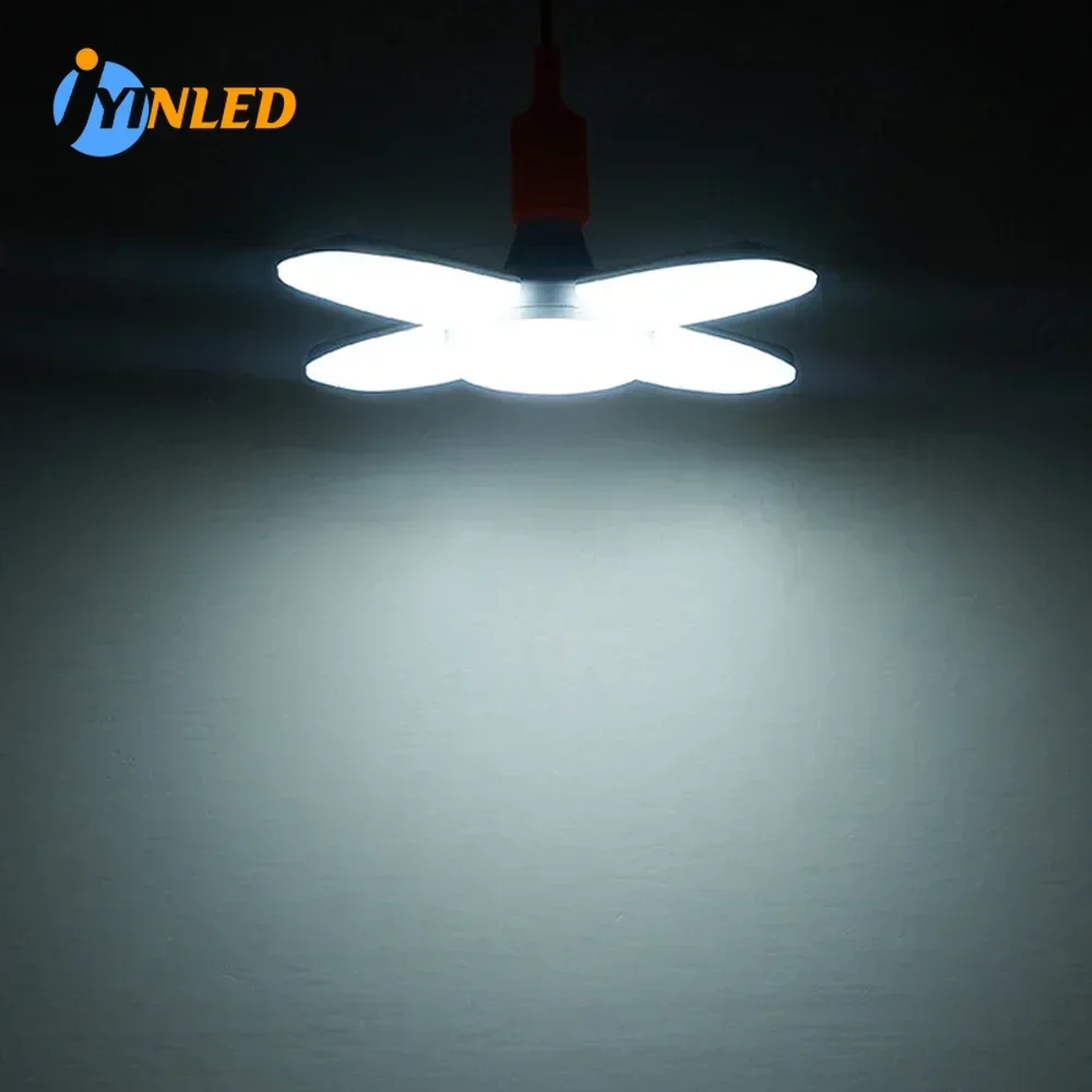 

AC85-265V Foldable E27 28W LED Bulb Fan Shade Blade Foldable Lamp Bulb for Outdoor Factory Warehouse Barn Backyard Garage Lights