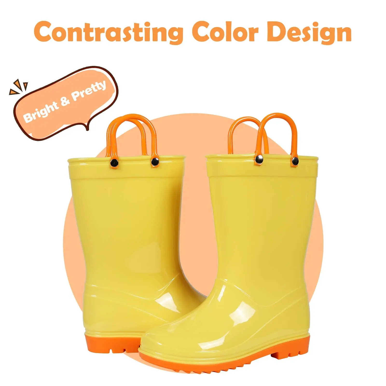 Gacimy Kids Rain Boots, Rubber, Waterproof, Non-slip, Easy Pull Handles For Toddlers_voghion.com