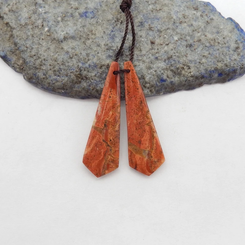 

Natural Multi-Color Picasso Jasper Dangle Earring Beads 40x13x4mm Front Drilled Tie Shape 6.1g for DIY Jewelry Making Ideal Gift