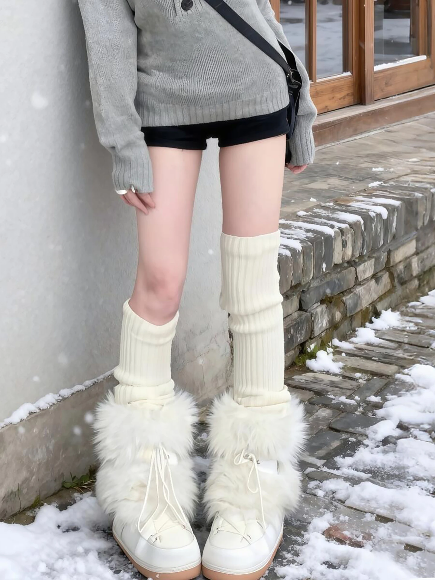 

Женские зимние модные сапоги-полусапожки с пушистой подкладкой, теплые, нескользящие, в корейском стиле