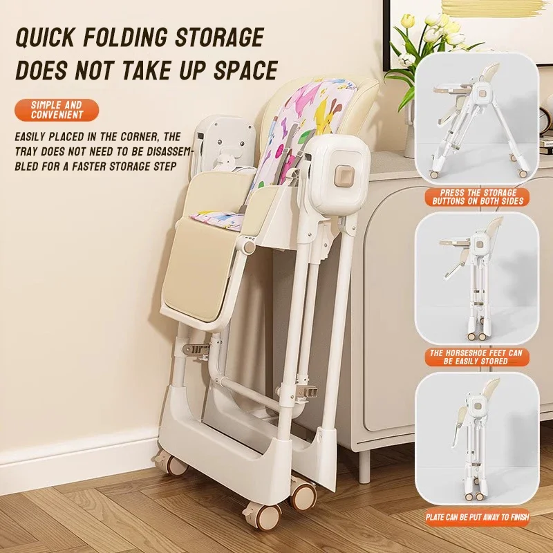 Safety 3-in-1 Baby High Chair for Infant Recliner Toddler high Chair and Child seat