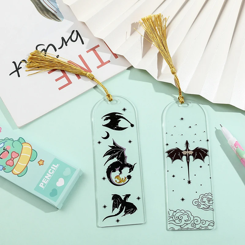 Anime Black Dragon Acrílico Bookmarks, Coleção de amantes do livro, Papelaria presente para estudante, Marcador de professor