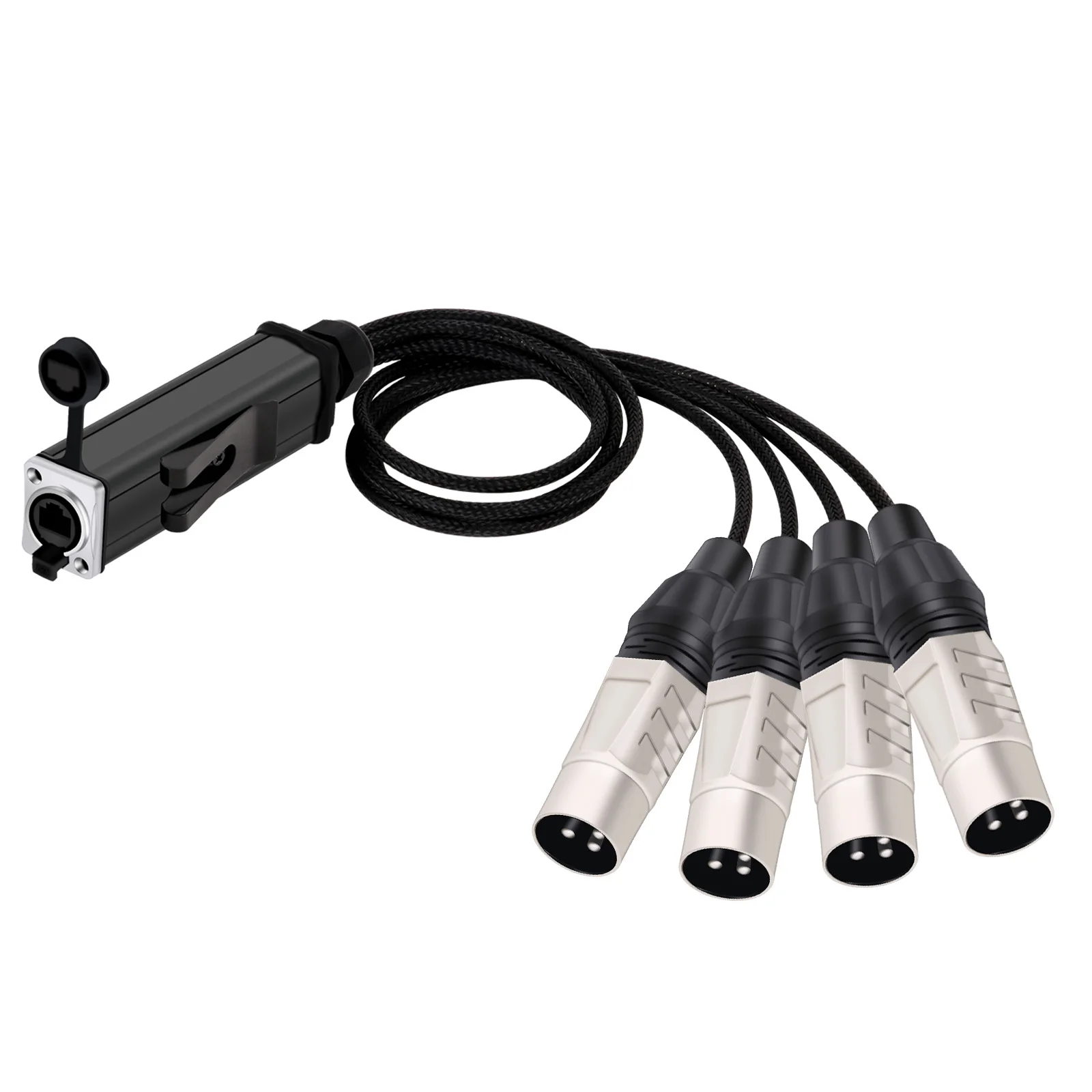 RJ45 CAT5 to 4 Channel 3Pin XLR Male/Female Connector Audio Network Signal Extender Cable Splitter for Stage Studio Recording