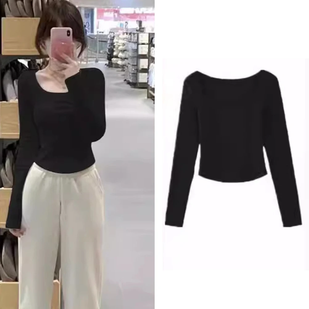 

Casual Streetwear Fishbone Long Sleeves Perfect For Spring Solid Color Design Versatile Casual Top For Casual Occasions