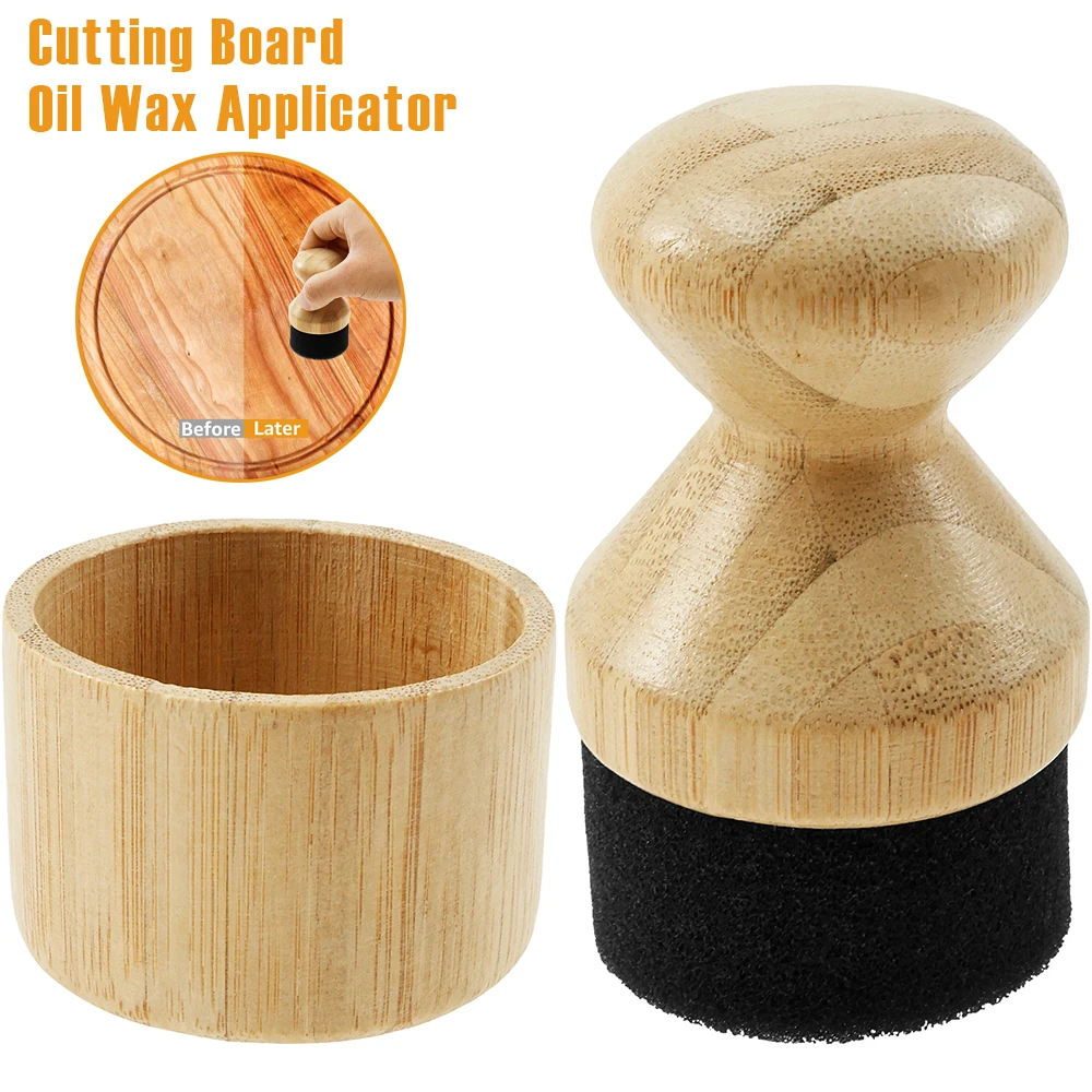 Tabla de cortar, aplicador de cera y aceite, aplicador de aceite Mineral de madera con tapa y mango ergonómico, aplicador de aceite de bloque de carnicero multifunción