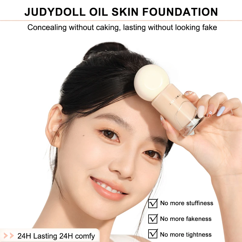 Judydoll Base Oil-Control, Duración, Acabado mate, Cobertura total, Sin aceite, A prueba de sudor, Piel impecable, Piel de aceite