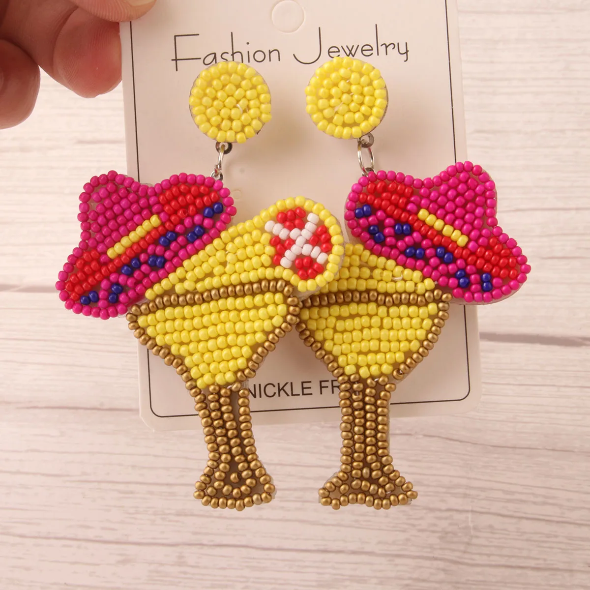 

Summer Statement Cocktail Glass Beaded Earrings Fashion Colorful Dangle Tropical Drink Earrings for Women Party Jewelry Gift