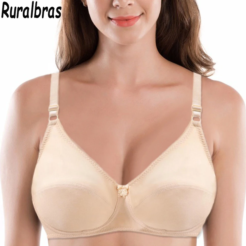 Ruralbras wygodne bawełniane biustonosze dla kobiet Push Up Minimizer fiszbiny miękka bielizna z wypełnieniem seksowna koronkowa bielizna rozmiar 75-105 100