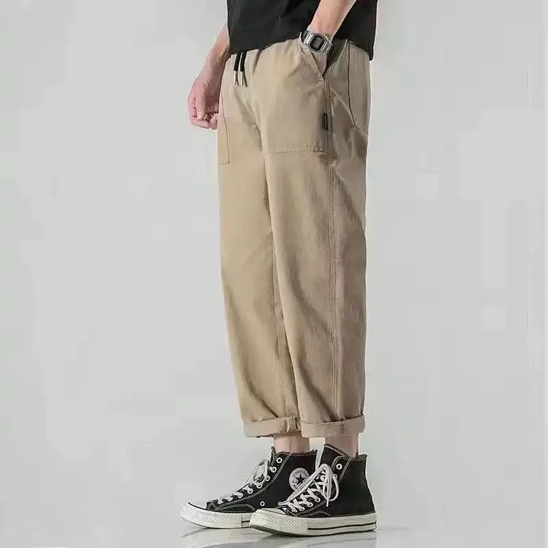 

Мужские свободные укороченные брюки с эластичным поясом, повседневные штаны