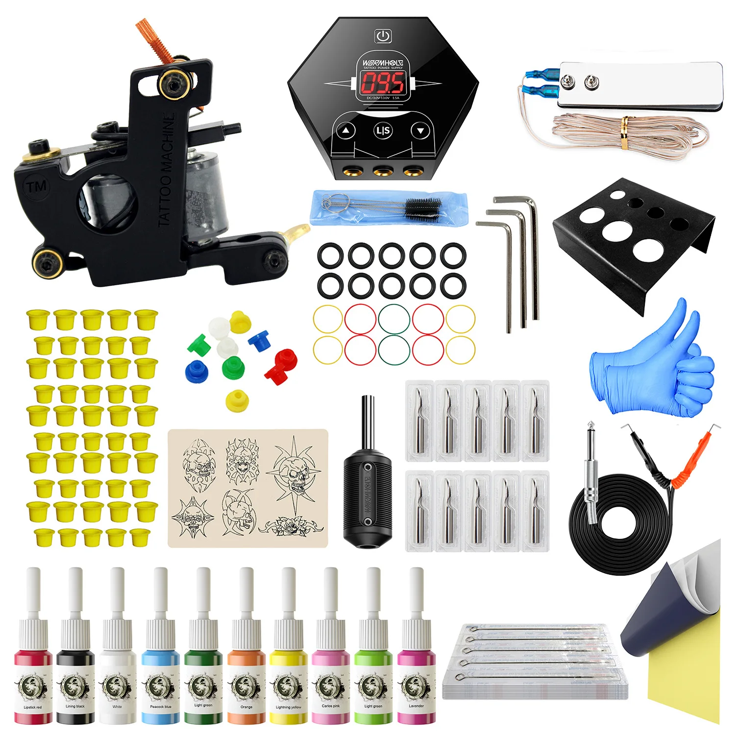 

Tattoo Machine Set Full Set of Tattoo Equipment 10 Colors Tattoo Machine Set and Tattoo Accessories