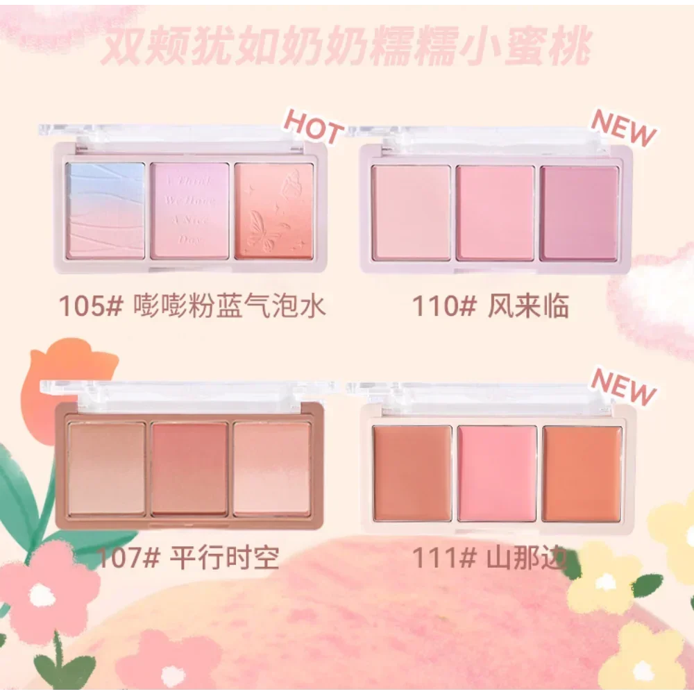 HOLD LIVE 3-Color Blush Palette Matte Natural Pearlscent Glitter Long-lasting Waterproof Female Korea Beauty Makeup Cosmetics