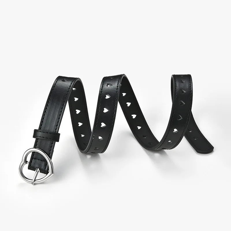 Ceinture décorative en cuir pour enfants, ceinture évidée en forme de cœur, ceinture mignonne pour filles, ceinture à épingle, ceinture décontractée