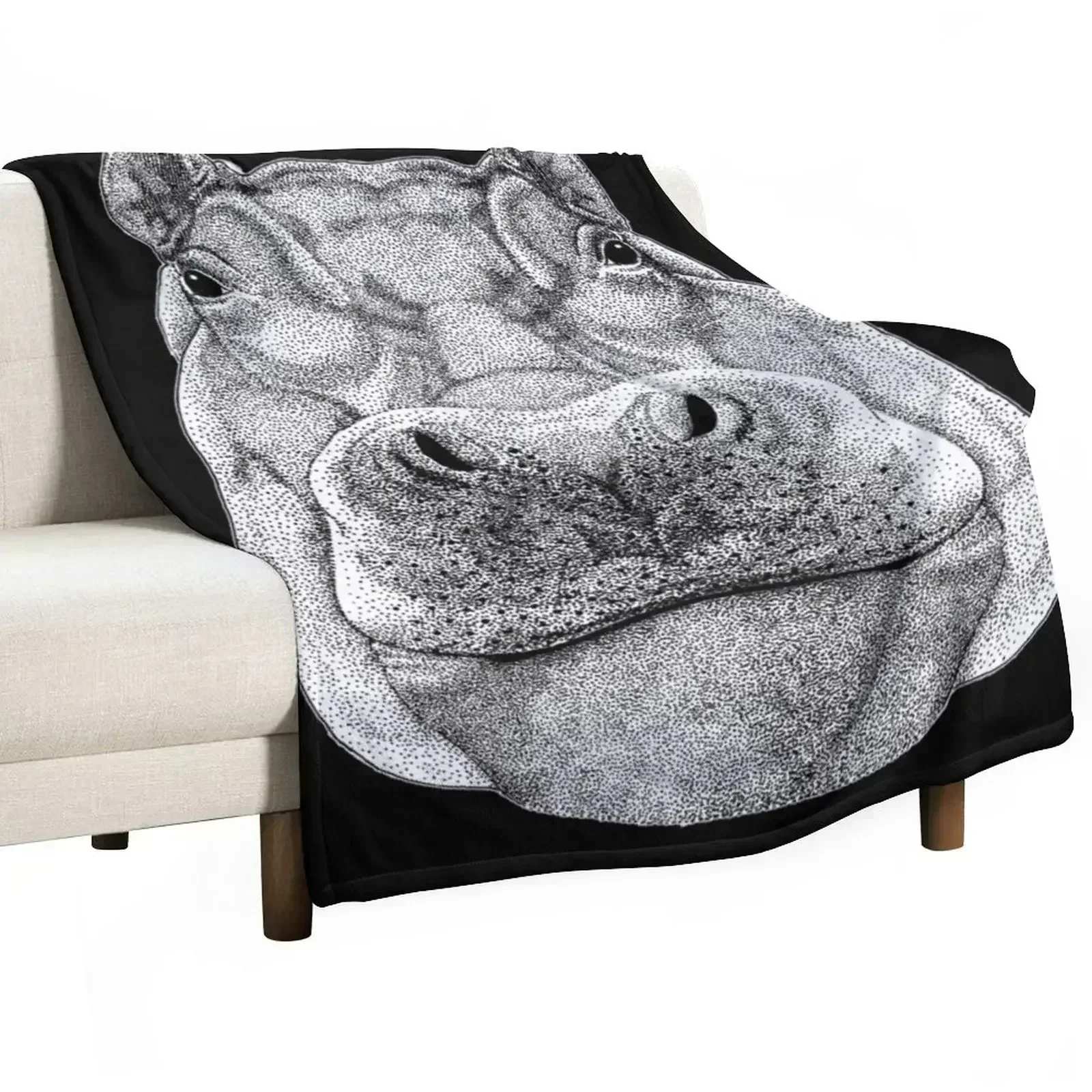 

HIPPOPOTAMUS HIPPO DRAWING Throw Blanket Sleeping Bag Fashion Sofas Cute Blankets