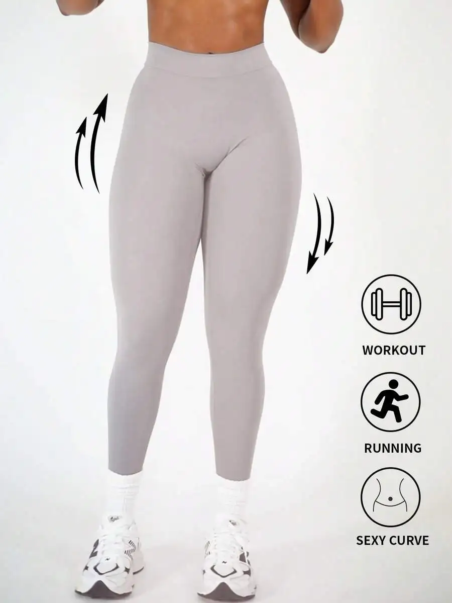 

High Waist Scrunch Butt Lift Gym Leggings Women Workout Yoga Pants Solid Color Soft Elastic