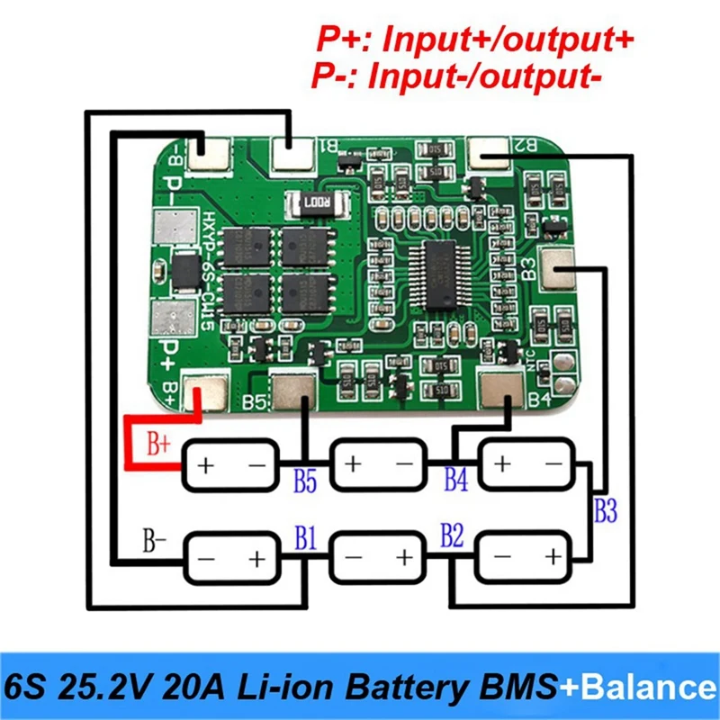 2X 6S 25.2V 20A BMS Lithium Battery Board With Balancing For 25V Screwdriver And 24V Battery Pack Use