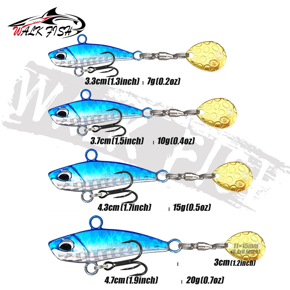 WALK FISH New Metal Mini VIB With Spoon Fishing Lure 7g 10g 15g 20g Crankbait Vibration Spinner Sinking Bait Fishing Tackle