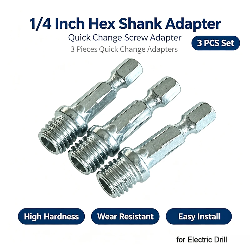 1/4 Inch Hex Shank M10 Thread Adapter Connecting Rod Electric Drill Conversion Rod For Polishing Disc Buffing Pad Tool Accessory