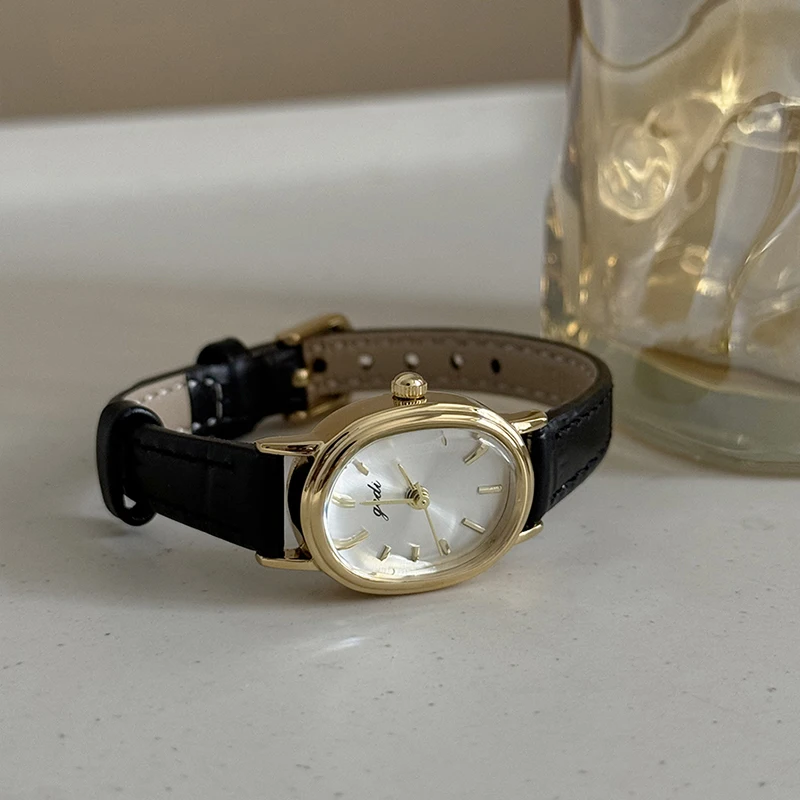 Retro Watch, Women'S Student Watch, High School Student Artistic Watch, Leather Strap, Small Dial, Simple And Trendy Wristwatch