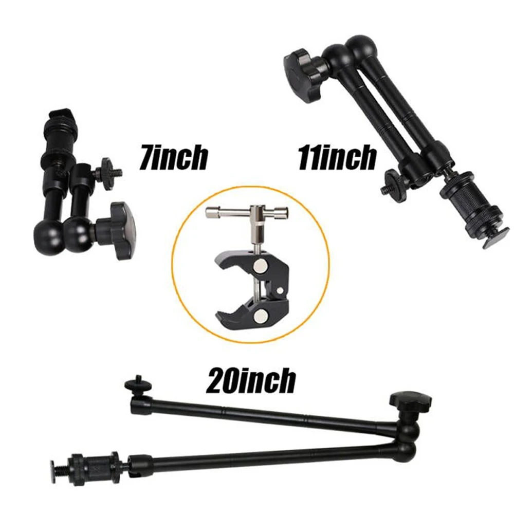 7/11/20 Inch Metal Articulating Magic Arm Super Clamp Holder Stand for DSLR Camera Photo Studio Photography Accessories Prop Kit