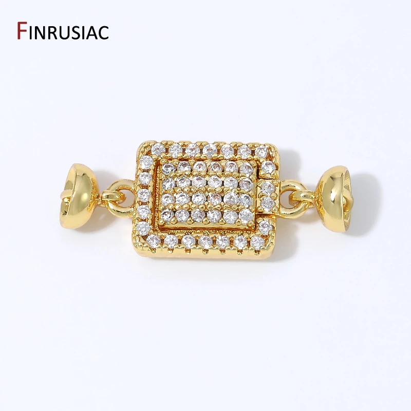 18K Gold Plated Brass Zircon Strong Magnetic Clasps,Rectangle Shape Connector Locks For DIY Bracelet Necklace Making Accessories image 2