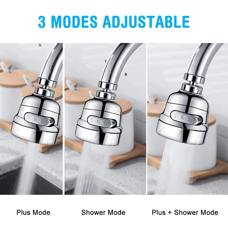 Nozzle For Faucet Extender Water Diffuser Tap 3 Mode Mixer Aerator Kitchen Adapter Frother Sprayer Saving Bubbler Shower Filter