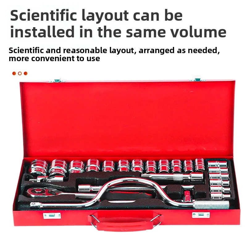 Cross-border Blue-Line 24-Piece Chromium-vanadium Steel Automotive Repair Socket Set Including Sockets Wrenches for Car