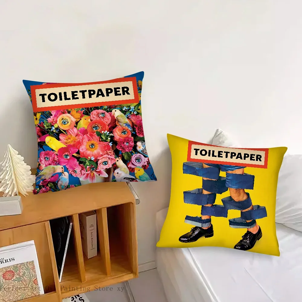 T-Toiletpaper Magazine Pillow Case Fashion Square Pillowcase Bedroom Sofa Room Ins Decoration Leisure Cushion Cover 40x40