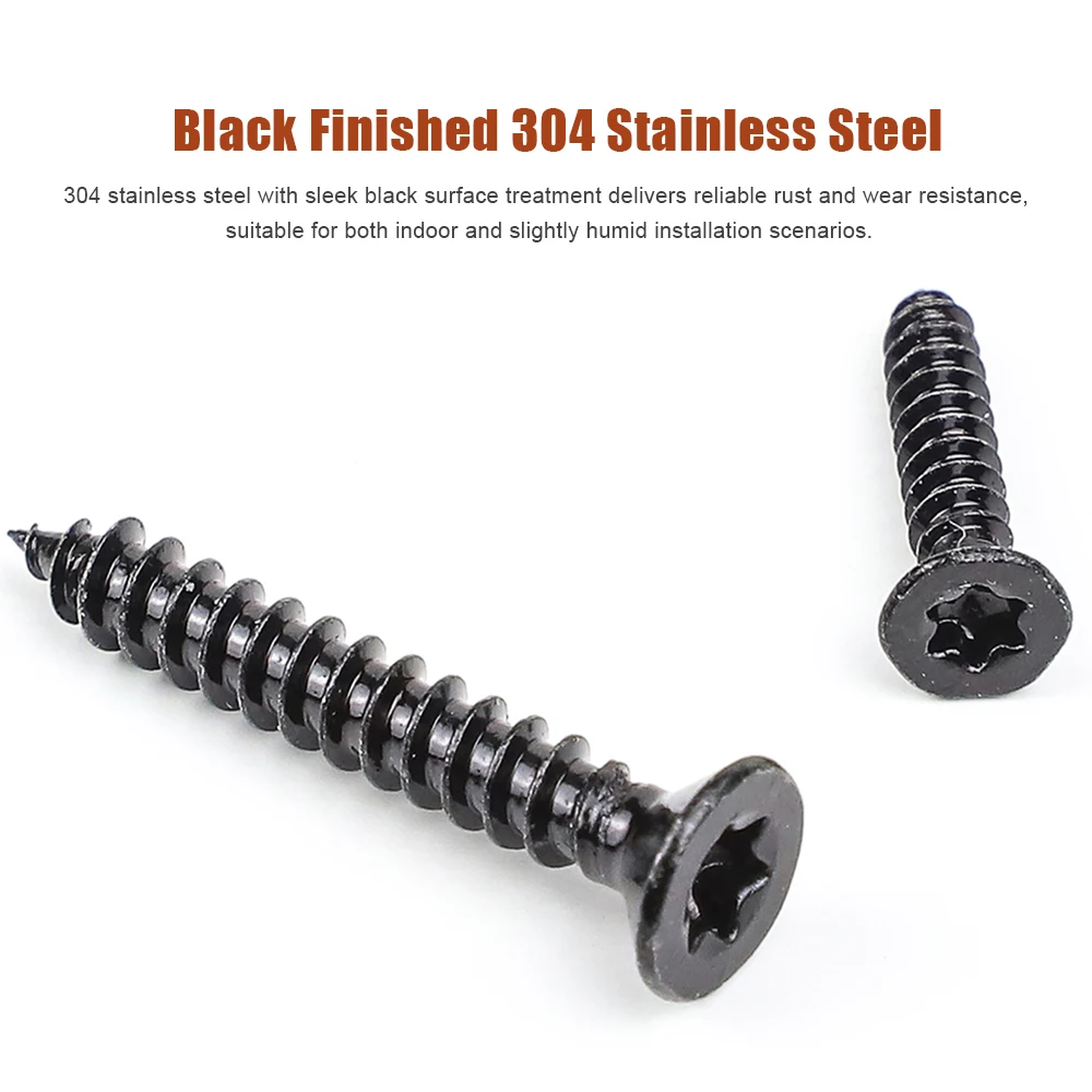 M2 M2.6 M3 M3.5 M4 M4.2 M5 Torx Drive Countersunk Head Self Tapping Screw Black Stainless Steel Six Lobe Star Flat Tapping Screw