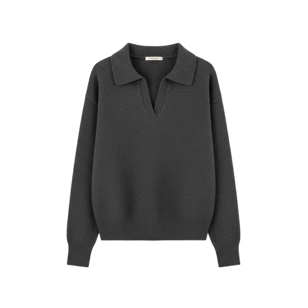 

Comfortable Solid Color Flip Collar Cardigans Ins Loose Long Sleeved knitwear Pullover Simple Sweater Coat Female