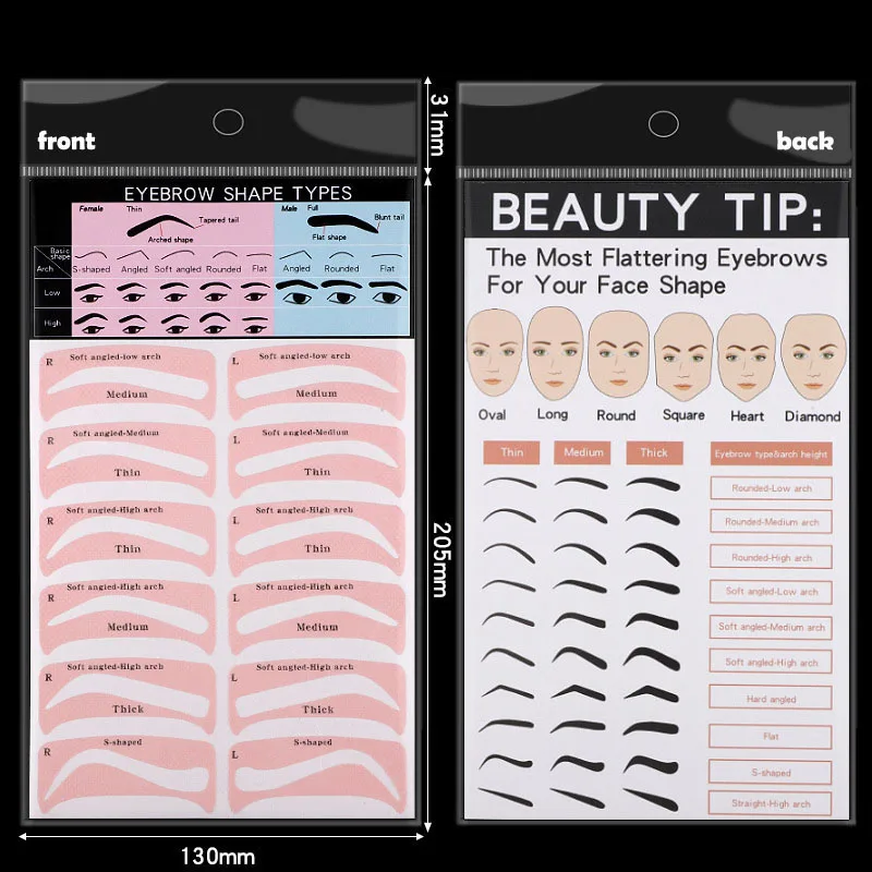 Karsyngirl 4 Sheets 24 Popular Models Shaping Eyebrows Template Sticker Auxiliary Card Trimming Eyebrow Shapes Eye Makeup