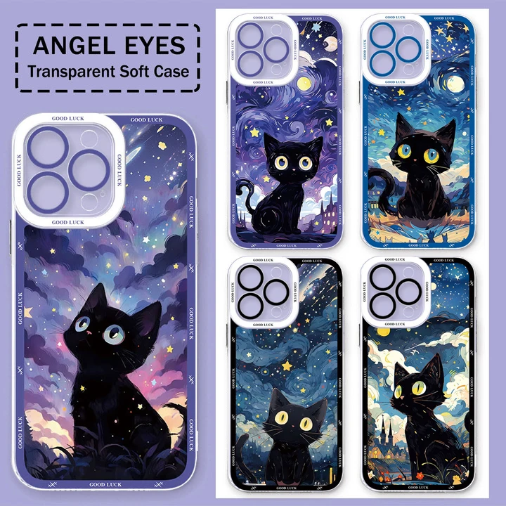 Case For Xiaomi 14T 13T 12T 11T 10T 14 13 12 11 Lite 5G NE POCO F6 X6 Pro X3 NFC X5 X4 GT F3 F4 F5 M6 Starry Sky Black Cat Clear