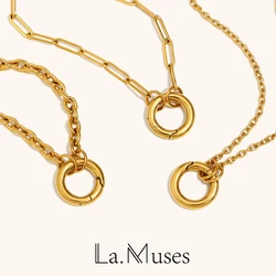 La. Muses Chain Styles Large O-shaped Spring Buckles DIY Necklaces Stainless steel Women's Fashion Waterproof Jewelry Gifts