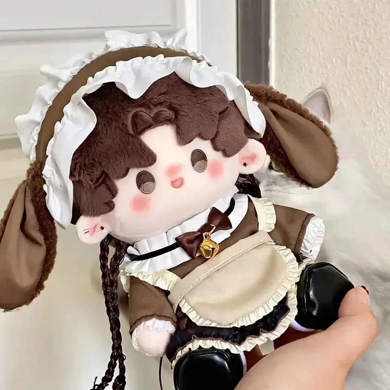 20cm Cotton Doll Clothes Cocoa Rabbit Series Clothing Set Cute Coffee Maid Outfit Set Rabbit Ear Headband Dress Up Accessory