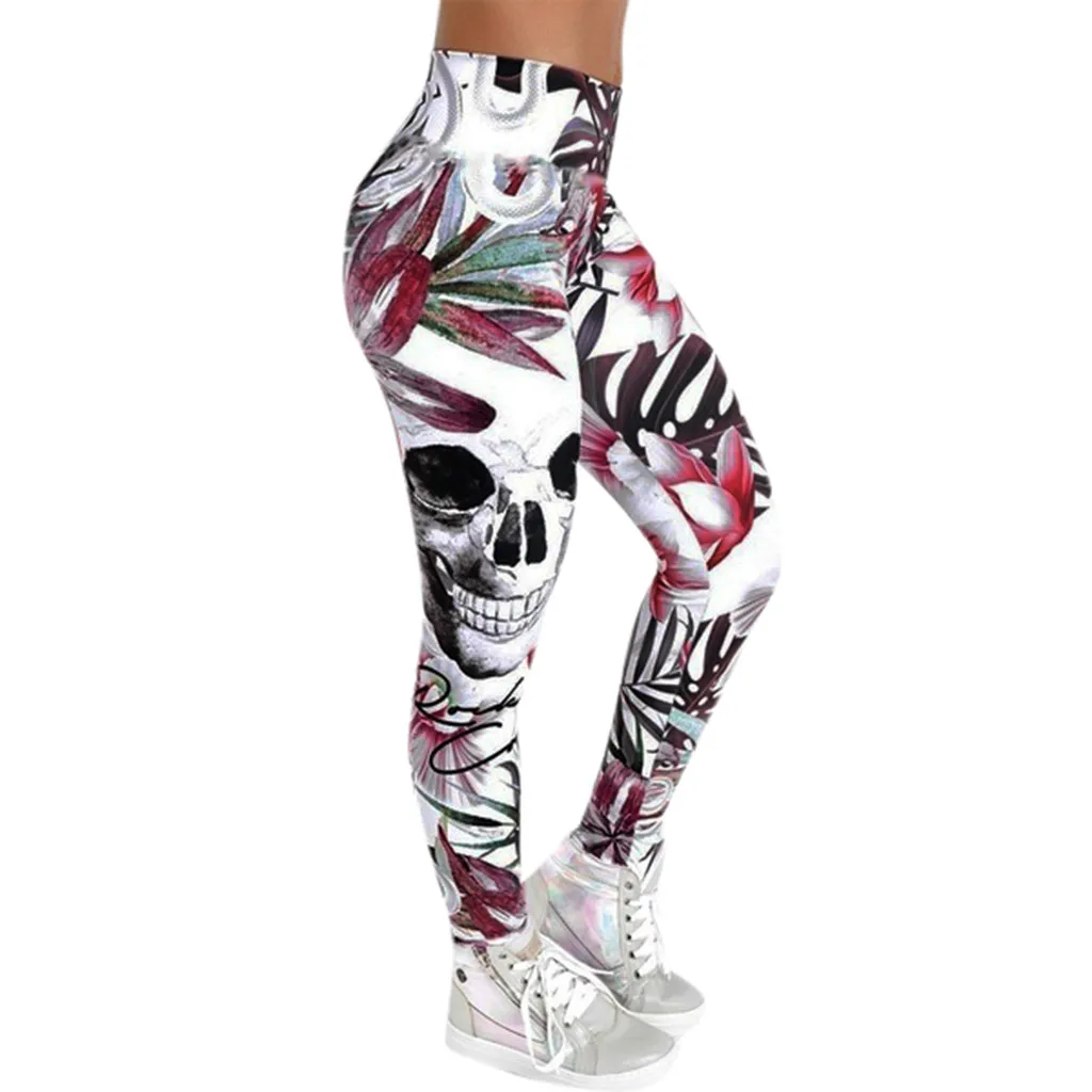 Low Price Clearance Yoga Pants Women\'s Digital Skull Print Sexy Hip Lifting Pants Leggings High Elastic Pencil Leggings