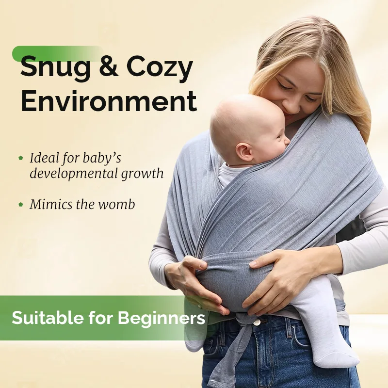 PANGDUBE Ergonomic Baby Wrap Sling Carrier Soft Cotton Kangaroo Sling for Newborns to 36 Months Comfortable Front Baby Carrier