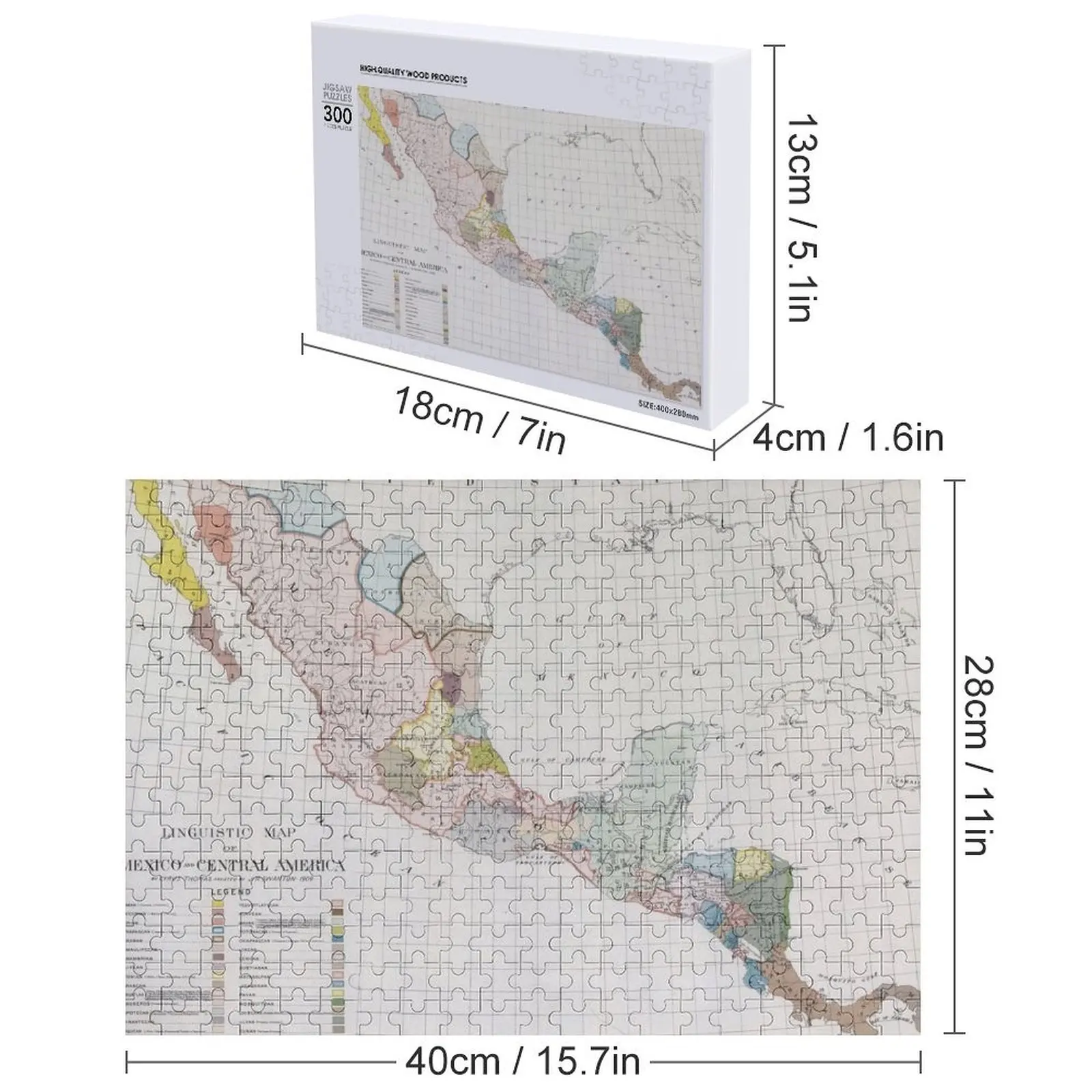 Mappa linguistica vintage dell'America centrale (1909) Puzzle giocattolo per bambini boschi per adulti Puzzle personalizzato