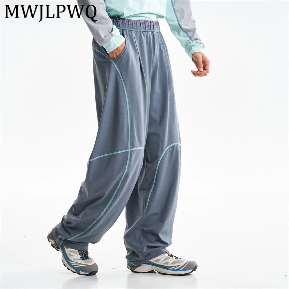 

MWJLPWQ Street Style Men‘s Techwear Loose Pants Contrast Color Stitching Quick Dry Fabric For Outdoor Activities Trousers 15640