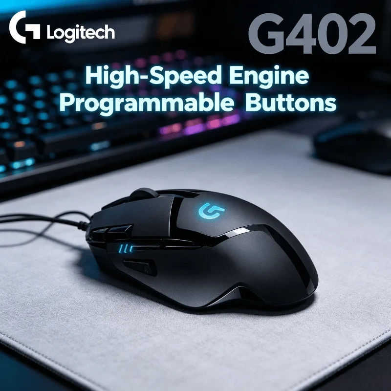 Logitech G402 Hyperion Fury Gaming Mouse Fusion Engine for 400 IPS Tracking 8 Buttons Lightweight for FPS MOBA Gaming