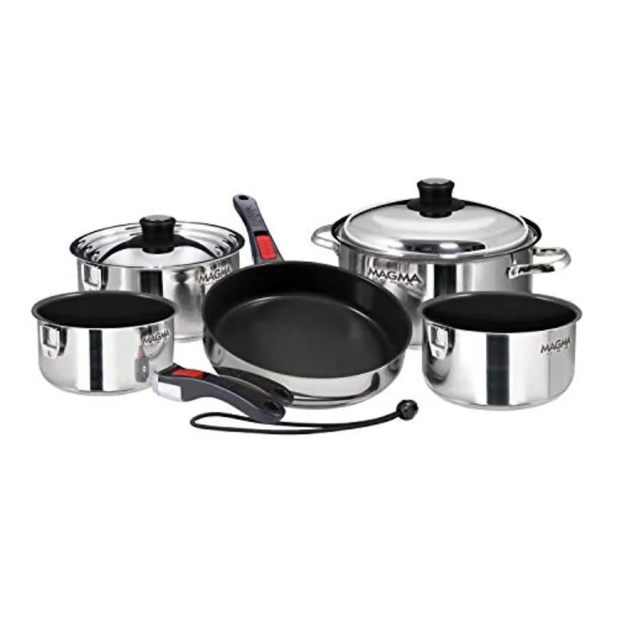 

Gourmet Nesting Cookware Set with Ceramica Non-Stick, Induction Compatible, Oven Safe to 500F - Suitable for All Stovetops, Rem