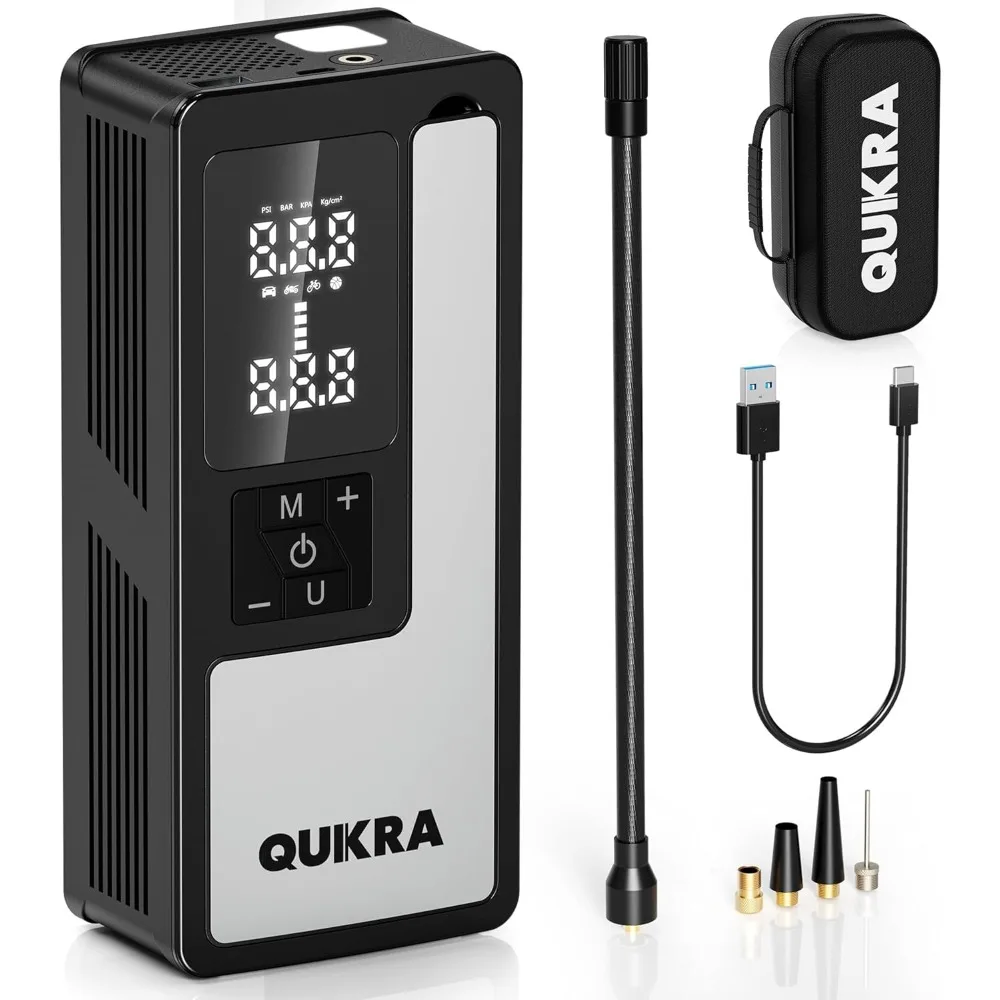 

P009 Tire Inflator Portable Air Compressor, 4× Faster 150PSI Air Pump, Auto Shut-off Cordless Tire Pump, Smart Air Compressor