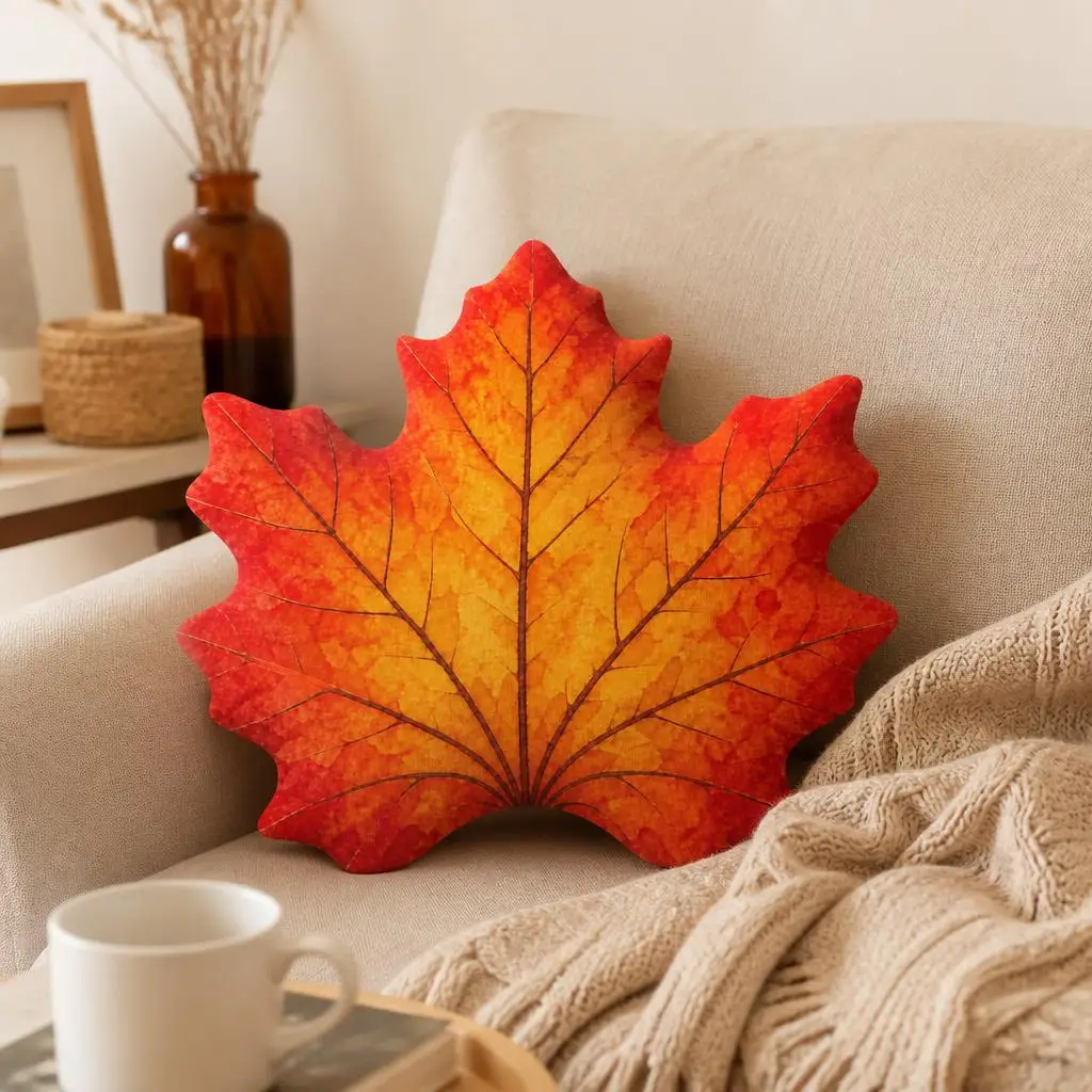 maple leaf autumn leaf Shaped Pillow Cushion Irregular Stuffed Throw Pillow for Sofa Home Decoration Gift