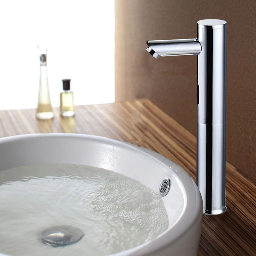 Electronic Faucet Infrared Sensor Touchless Faucet with Non-Contact Basin Sensor Cold Basin Mixer for Bathroom Toilet (32cm)