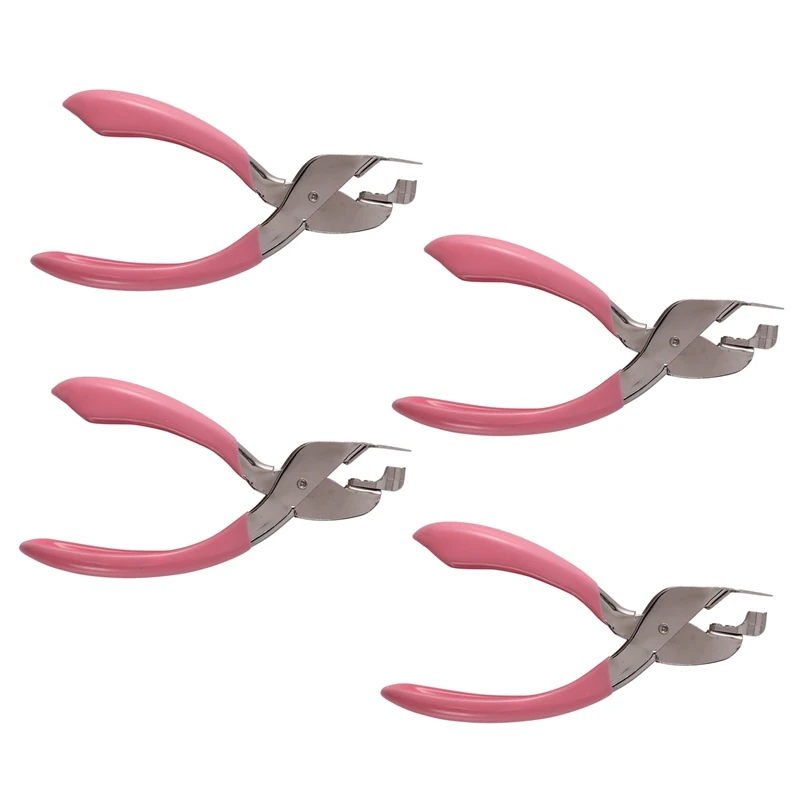 4X Handheld Staple Remover Lifter Opener Spring-Loaded Staple Puller For Office School Home Use (Pink)