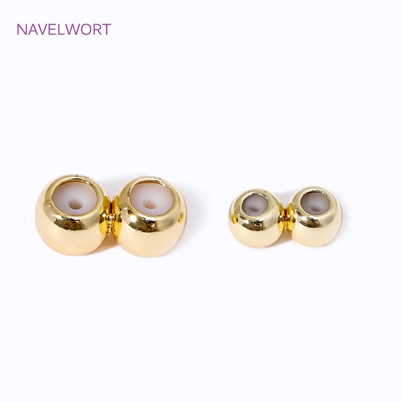 14K Gold Plated Adjustment Positioning Ball End Beads,Brass Stopper Spacer Beads For Jewelry Making DIY Bracelet Accessories