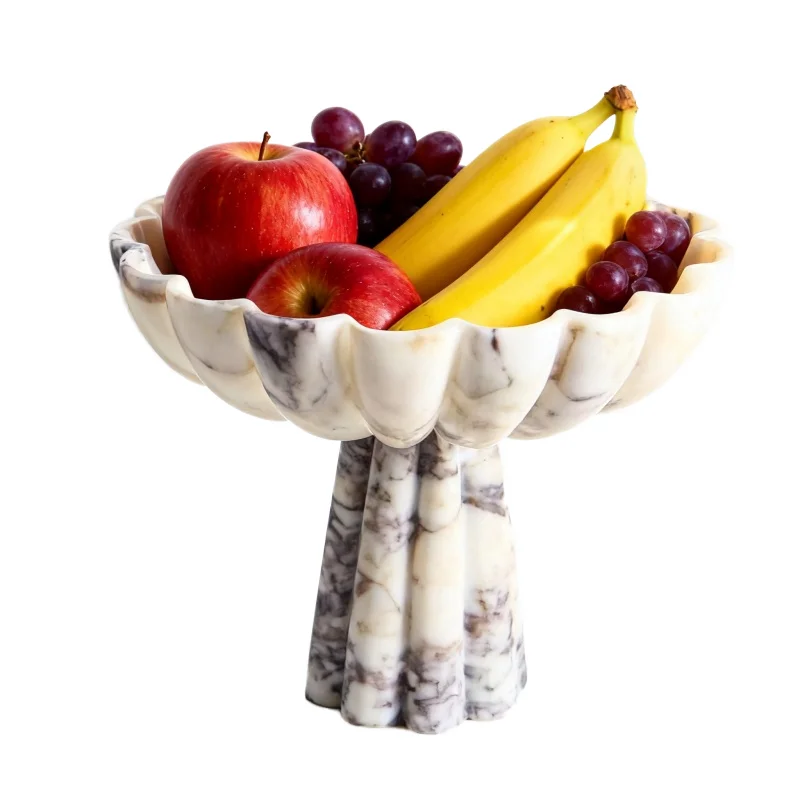 Modern still life carved marble flower sunflower tall fruit plate