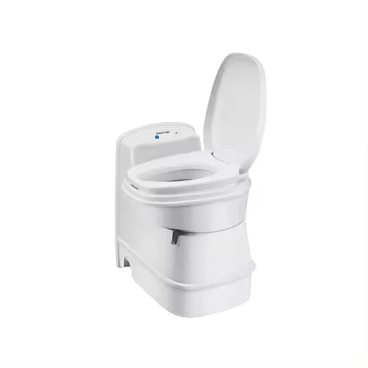 Jachtstille toilet van camper caravan met afvalertank op wielen en buffer afdekplaat WC toilet voor prefab huizen caravan toilet